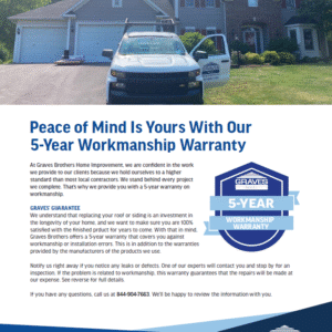 A warranty sheet for Graves 5 year workmanship