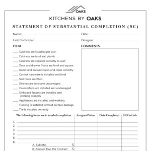 Statement of Substantial Completion