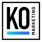 KO Marketing logo, a black and blue graphic design
