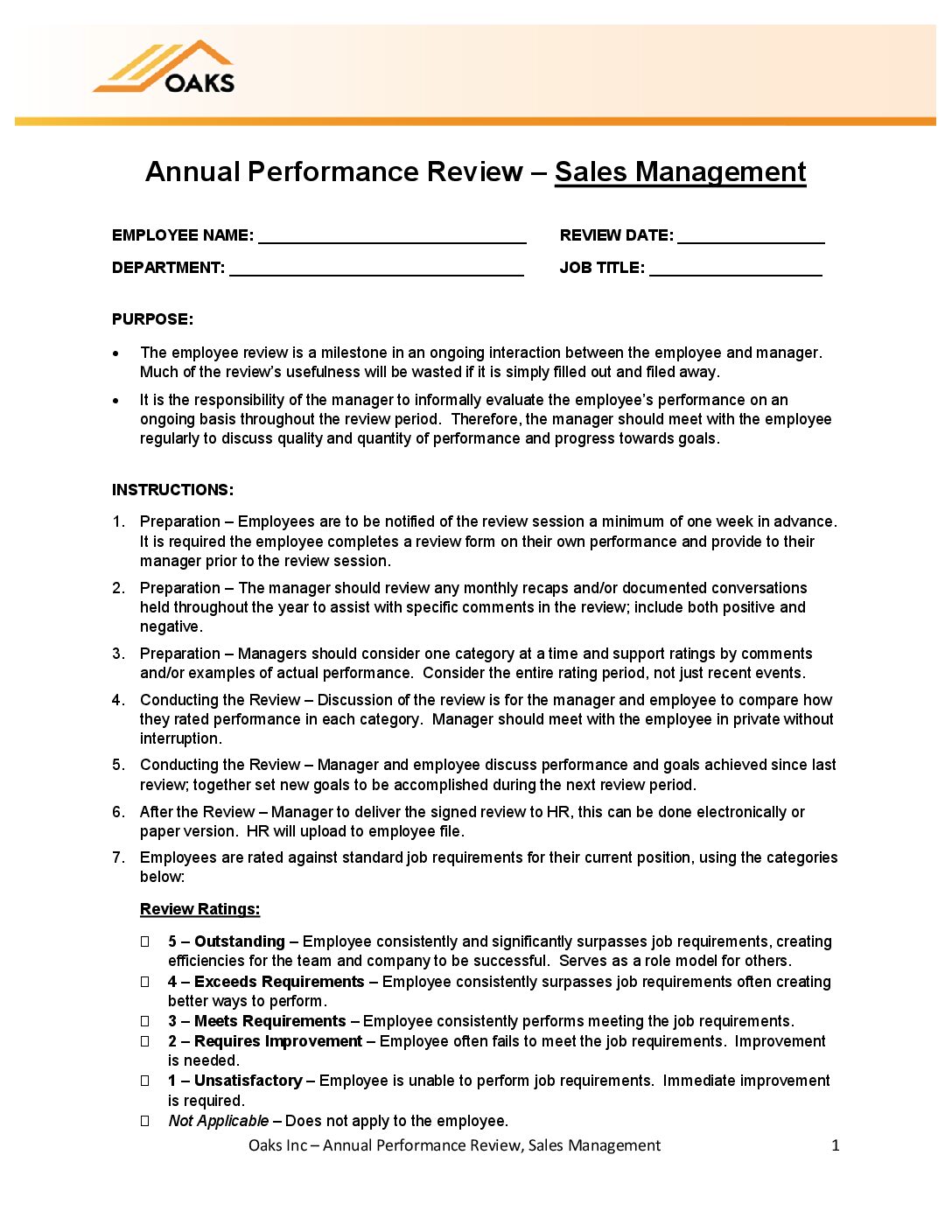 Annual Review Sales Management
