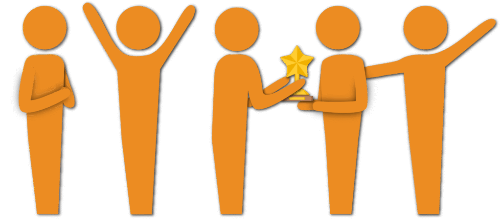 Group of people celebrating with a star award