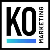 KO Marketing logo with blue gradient bar