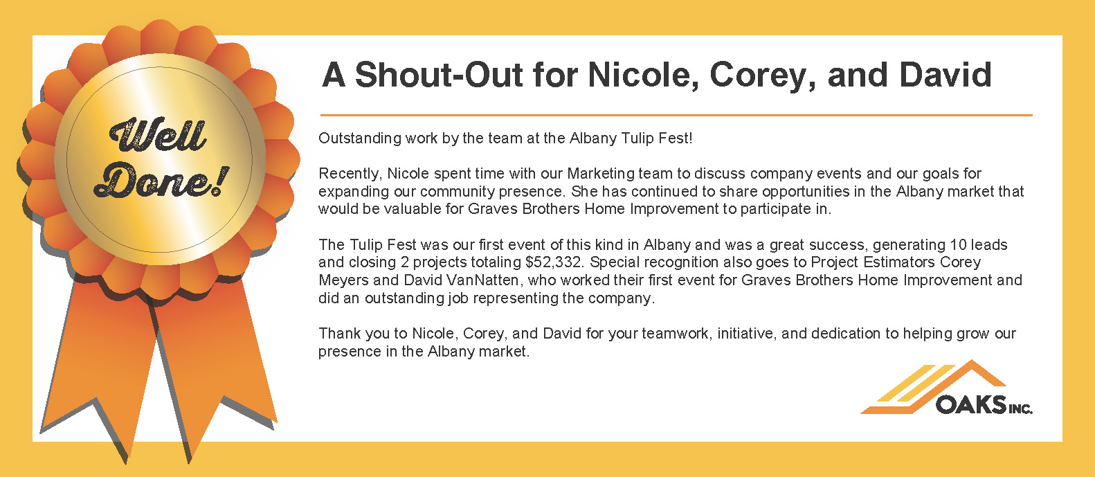 Congratulations to Nicole, Corey, and David on their achievement