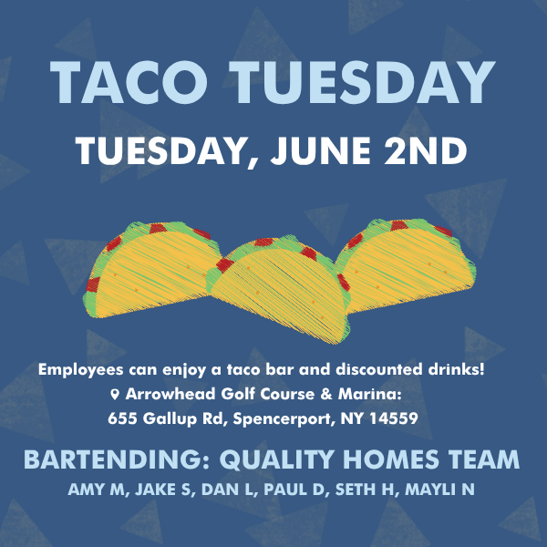 Taco Tuesday event flyer with three tacos