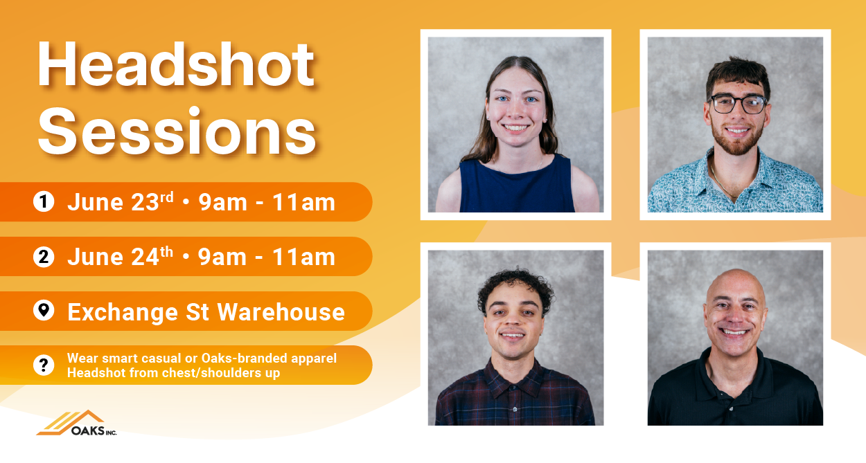 Four professionals with friendly smiles posing for headshots
