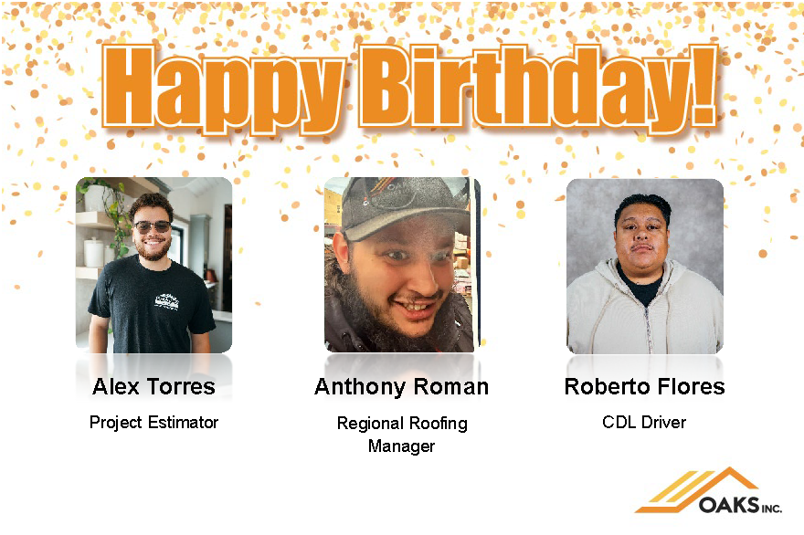 Three men celebrating their birthdays, Alex Torres, Anthony Roman, and Roberto Flores.