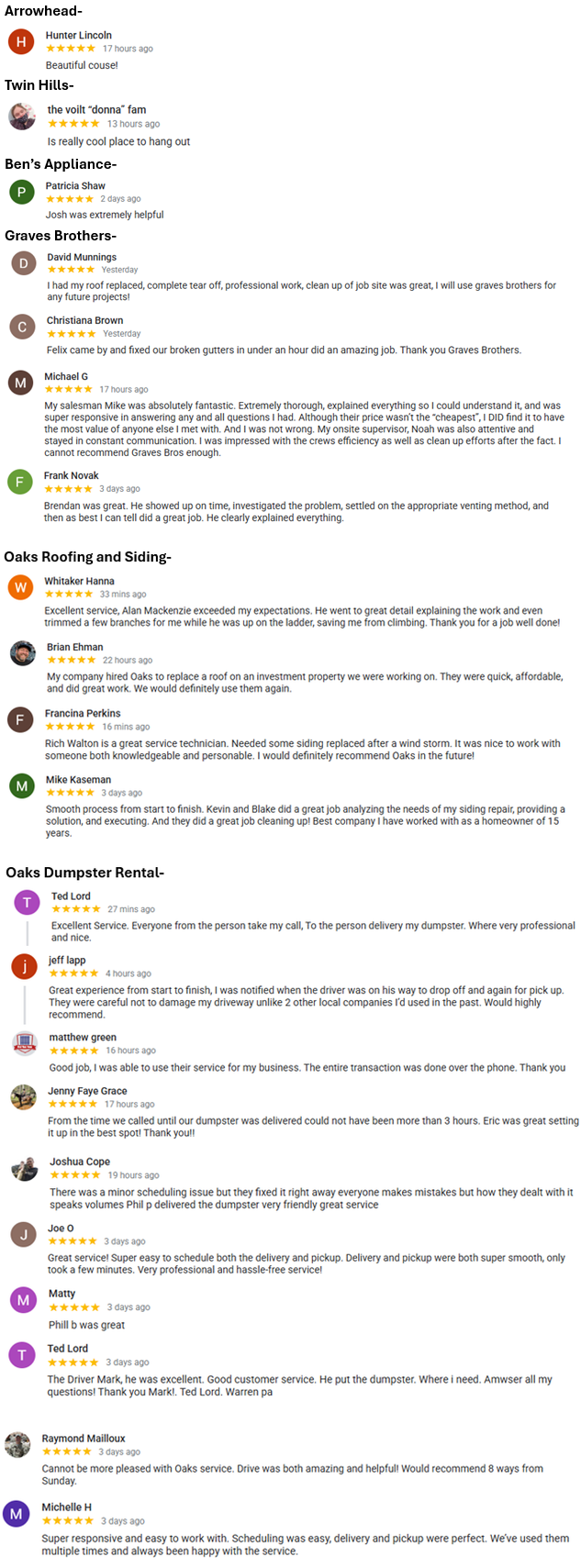 Web page showing multiple customer reviews with star ratings, user names, and written feedback organized in a list format.