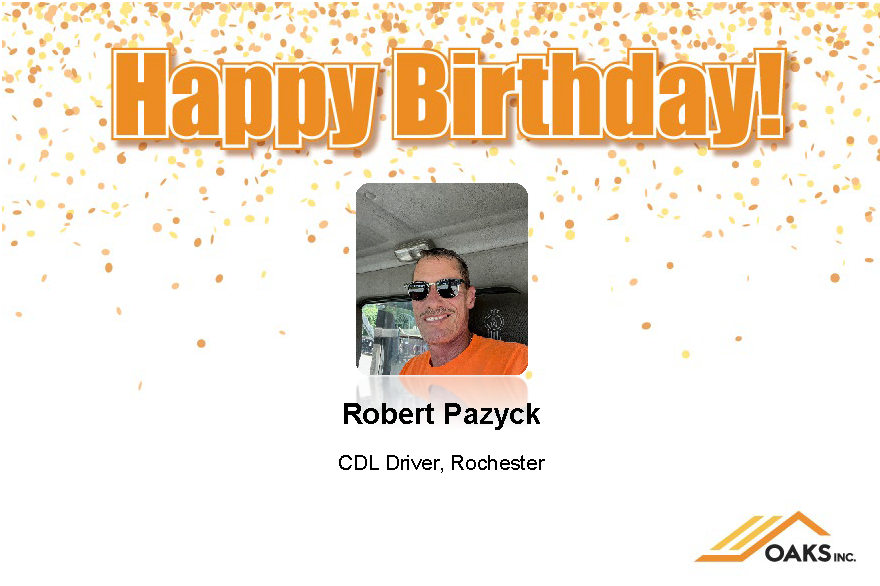 Celebrate Robert Pazyck's birthday with festive orange confetti.